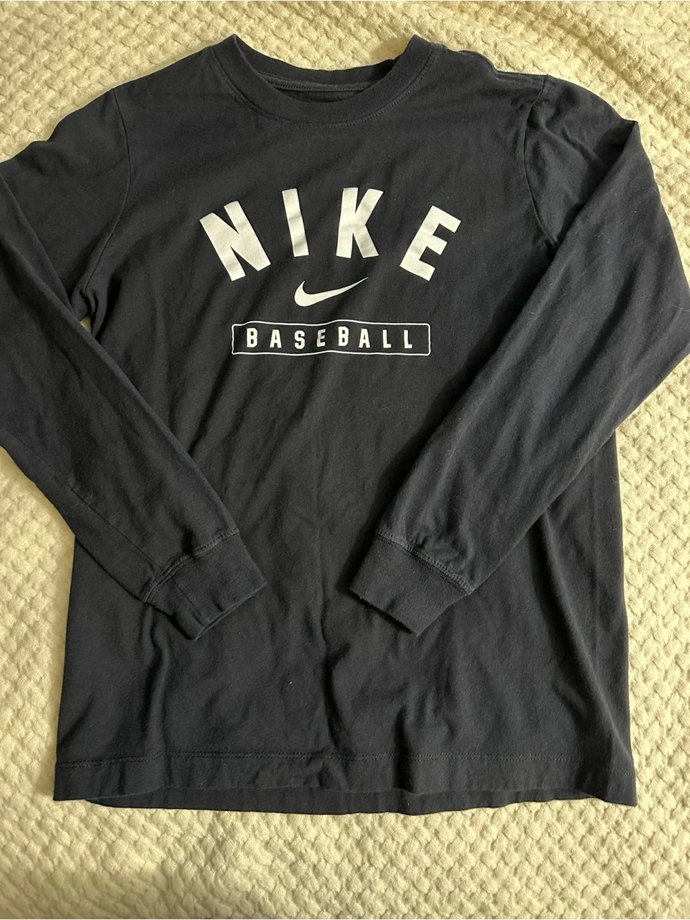 Nike Youth Black Long-Sleeve Baseball Logo Shirt